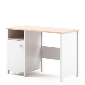 Stylish Mia Computer Desk in White Matt & Pink - Ideal Study Space (H)760mm x (W)1100mm x (D)510mm, Versatile Design