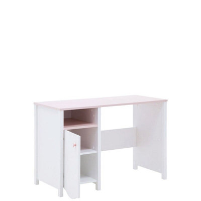 Stylish Mia Computer Desk in White Matt & Pink - Ideal Study Space (H)760mm x (W)1100mm x (D)510mm, Versatile Design