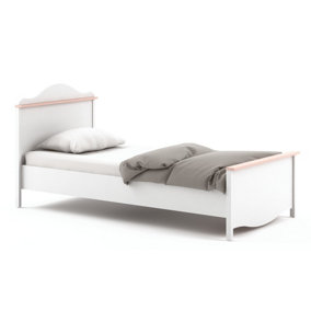 Stylish Mia Kids Single Bed in White Matt & Pink (H)1000mm (W)1020mm (D)2110mm - Princess-Themed Comfort with Mattress