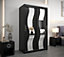Stylish Mirrored Sliding Door Wardrobe in Black with Spacious Shelves (H)2000mm (W)1200mm (D)620mm