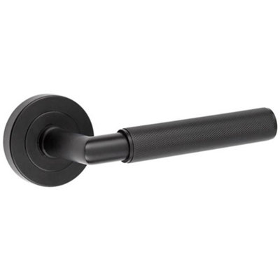 Stylish Mitred Knurled Black Door Handle for Modern Interiors - Interior Handle