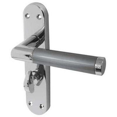 Stylish Mitred Suite Door Handle in Polished and Satin Chrome Finish - Interior Lever on Backplate