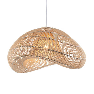 Stylish Natural Rattan Hanging Ceiling Pendant Light with 10W LED Socket Options