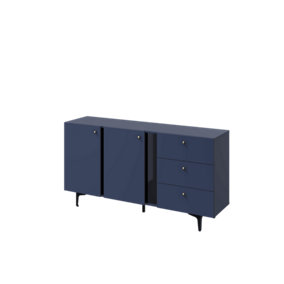 Stylish Navy Milano Sideboard - Spacious & Modern (H)840mm (W)1600mm (D)410mm, Sleek Design with Shelves and Drawers