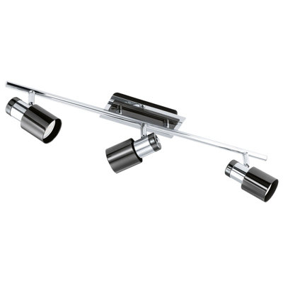 Stylish Nickel Black Flush Ceiling Light with 3 Adjustable GU10 Spotlights