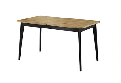 Stylish Nordi Extending Dining Table H750mm W1400 D800mm in Oak Artisan and Black - Contemporary Elegance for Your Dining Room