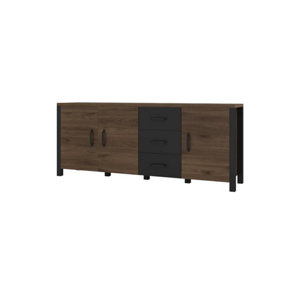 Stylish Olin 47 Sideboard Cabinet in Oak Okapi, Black Matt - W1920mm H790mm D430mm