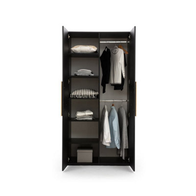 Stylish Ovalo Hinged Door Wardrobe H2100mm W1000mm D600mm with Shelves and Hanging Rails