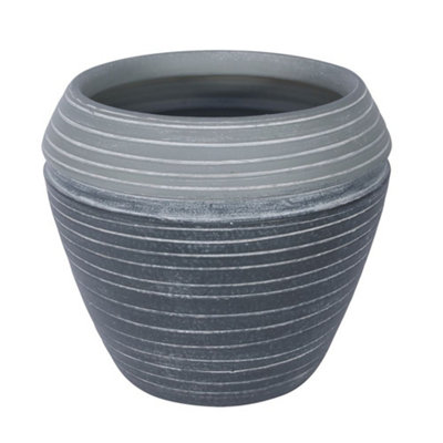 Stylish Plant Pot, Two Tone Grey Colour With a Whitewash Design. (Dia ...