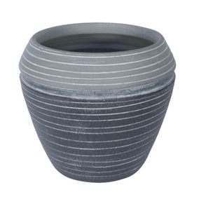Stylish Plant Pot, Two Tone Grey Colour With a Whitewash Design. (Dia) 20 cm