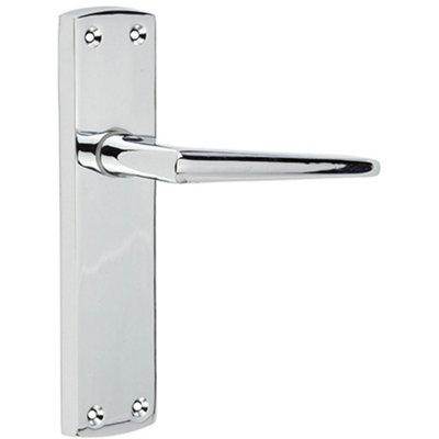 Stylish Polished Chrome Door Handle with Latchplate for Modern Homes - Interior Handle
