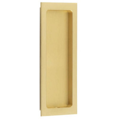 Stylish Rectangular Flush Pull in Satin Brass for Doors and Cabinets - Door Handle