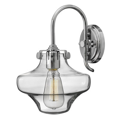 Stylish Retro Wall Light with Clear Glass Shade and Chrome Finish - E27 LED Compatible