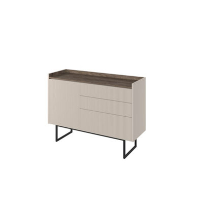 Stylish Sand Beige & Oak Lago 2 Sideboard Cabinet W1180mm H860mm D400mm - Compact Design, Ample Storage