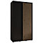 Stylish Sapporo Sliding Door Wardrobe with Lamella Effect - Black Matt (H)2050mm (W)1400mm (D)600mm