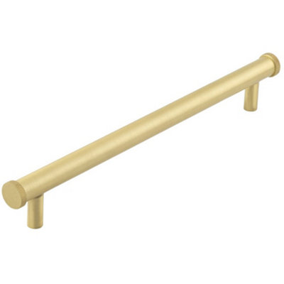Stylish Satin Brass Cabinet Handle 224mm - Knurled Diamond Design - Kitchen Drawer Pull Handle
