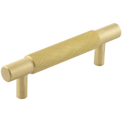 Stylish Satin Brass Cabinet Handle for Modern Furniture - 96mm Ctrs - Kitchen Drawer Pull Handle