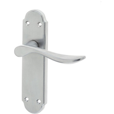 Stylish Satin Chrome Suite Door Handle with Latchplate - Interior Lever on Backplate
