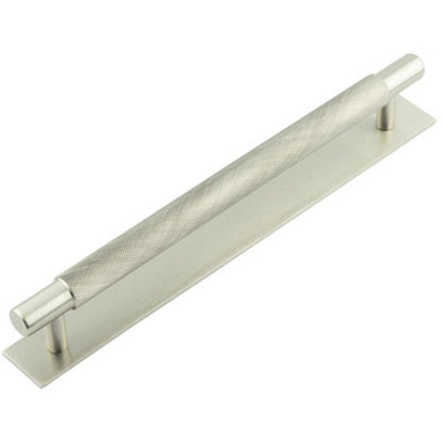 Stylish Satin Nickel Cabinet Handle with Hexagonal Design 224mm Ctrs - Kitchen Drawer Pull Handle