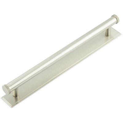 Stylish Satin Nickel Cabinet Handle with Stepped Backplate - Kitchen Drawer Pull Handle