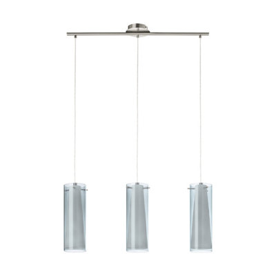 Stylish Satin Nickel Pendant Ceiling Light with Smoked Glass Shade