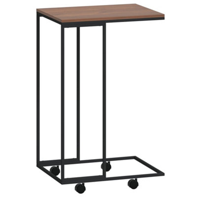 Stylish Side Table with Wheels Black 40x30x63.5 cm Engineered Wood