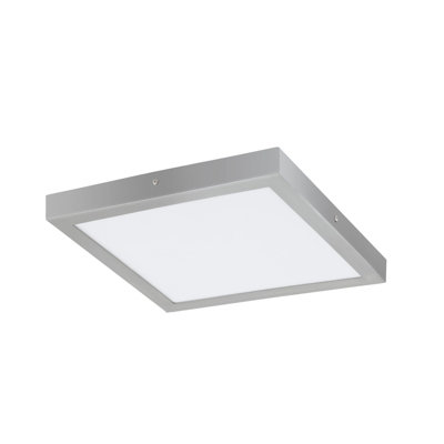 Stylish Silver 400mm Square LED Wall and Ceiling Light - 25W 4000K