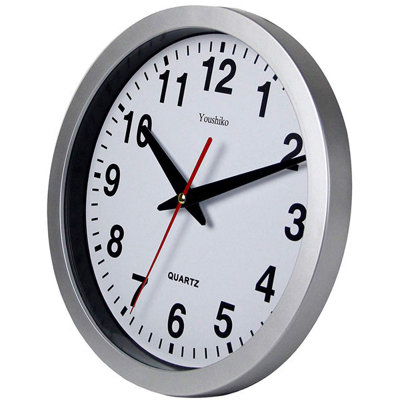 Stylish Silver & White Bold Classic Quartz Wall Clock Non Ticking Silent - 4