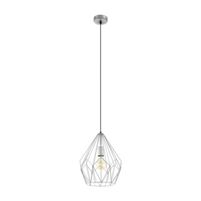 Stylish Silver Wire Cage Pendant Light for Hallways - 1x 60W E27