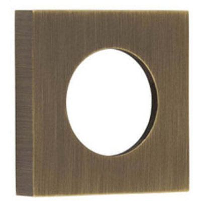 Stylish Square Plain Outer Rose in Antique Brass Finish - Door Handle