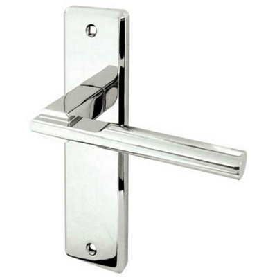 Stylish Suite Door Handle in Polished Chrome for Modern Interiors - Interior Lever on Backplate