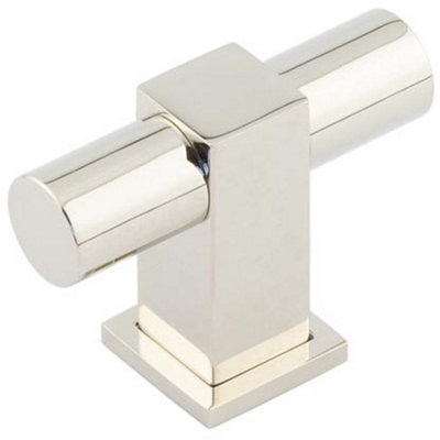 Stylish T Bar Cupboard Knob in Polished Nickel for Modern Homes - Kitchen Cabinet Knob