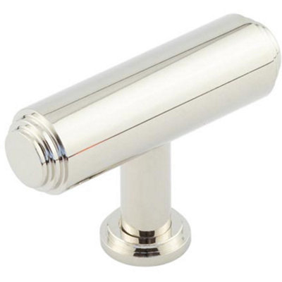 Stylish T Bar Stepped Cupboard Knob in Polished Nickel Finish - Kitchen Cabinet Knob