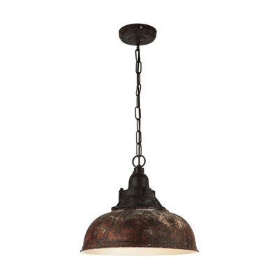 Stylish Tarnished Copper Hanging Ceiling Pendant Light with Industrial Shade