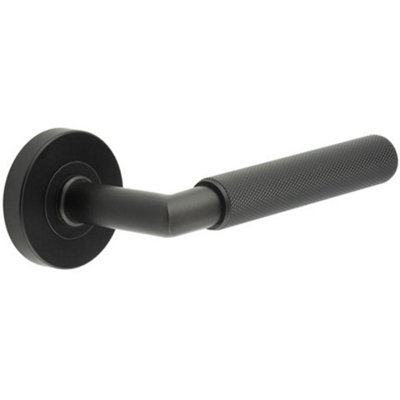 Stylish Three One Six Diamond Knurled Black Door Handle for Modern Spaces - Interior Handle