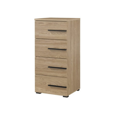 Stylish Violla Chest of Drawers 450mm in Oiled Oak - Compact Storage Solution H940mm D400mm