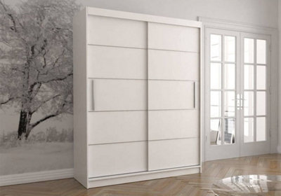 Stylish Vista 06 Sliding Door Wardrobe with Ample Storage Space in White Matt - (H)2000mm x (W)1500mm x (D)610mm