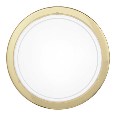 Stylish Wall Flush Ceiling Light with Brass Shade and E27 Bulb