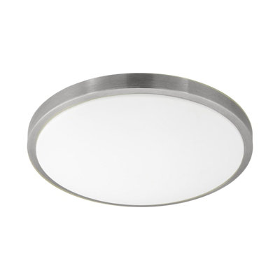Stylish Wall Flush Ceiling Light with White Shade and LED Bulb - 24W Satin Nickel Finish