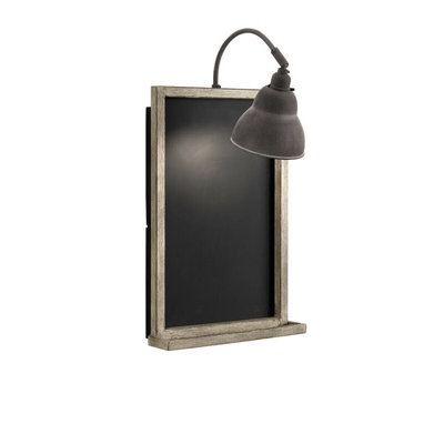 Stylish Wall Light with Chalk Board and Goose Neck Design in Weathered Zinc Finish