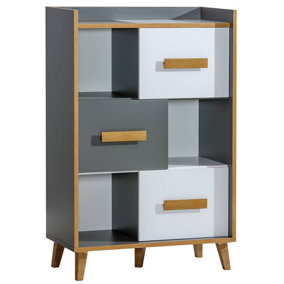 Stylish Werso 5 Sideboard Cabinet - Anthracite & Oak, H1354mm W900mm D420mm