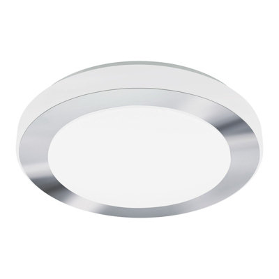 Stylish White Chrome LED Flush Mount Ceiling Light for Bathroom