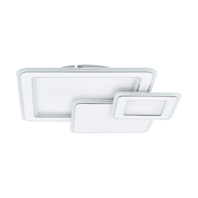 Stylish White Chrome LED Wall Flush Ceiling Light - 50W, Adjustable Height