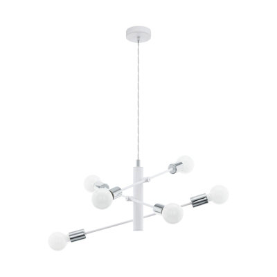 Stylish White Chrome Pendant Ceiling Light with Criss Cross Design - E27 Bulb Compatible