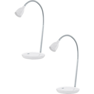 Stylish White & Chrome Table Lamp Set with LED Bulbs - 2 Pack