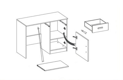 Stylish White Computer Desk H760mm W1100mm D500mm - Pink Handles for Playful Study Spaces