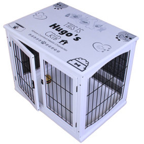 Stylish White Indoor Dog Kennel (81x58x66.5cm) Personalized Pet Crate with Secure Doors - Dog Crate Furniture For Medium Size Pets