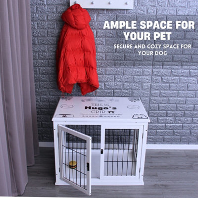 Stylish White Indoor Dog Kennel 81x58x66.5cm Personalized Pet Crate with Secure Doors Dog Crate Furniture