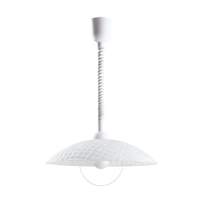 Stylish White Pendant Ceiling Light with Clear Glass Shade and E27 Bulb Fitting