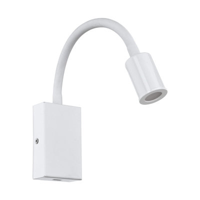 Stylish White Steel LED Wall Light with Rocker Switch and Bulb Included